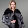 Real Fox Fur Coat in Black-White