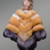 Triangular Poncho Style Multi-Color Real Fur Winter Coat