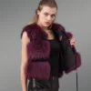 Real Fox Fur Winter Vest in Burgundy