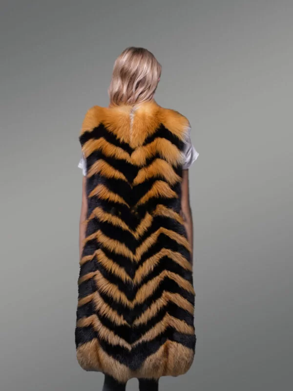 super warm long women’s real fox furry winter vest