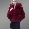 wine hue real fox fur paragraph winter coat