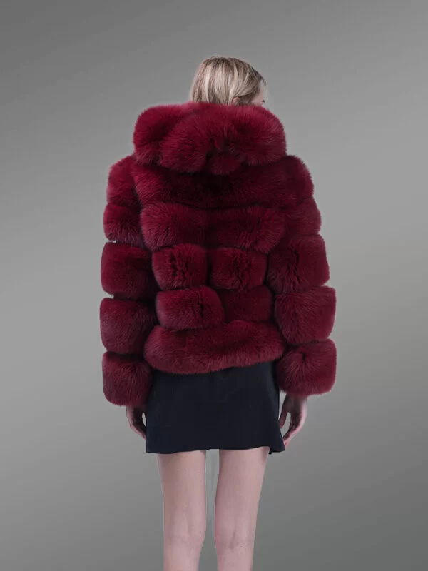 wine hue real fox fur paragraph winter coat