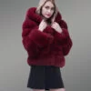 wine hue real fox fur paragraph winter coat