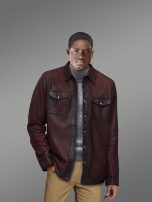 Mens Leather Dress Shirt in Brown – Step Out Looking Suave