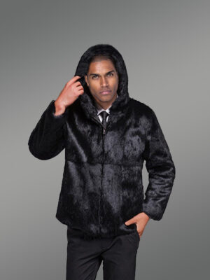 Men’s Rabbit Coat in Black