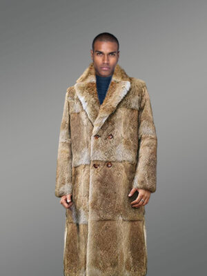 Natural Rabbit Fur Long Coat for Men
