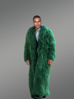 Green Mongolian Fur Long Coat
