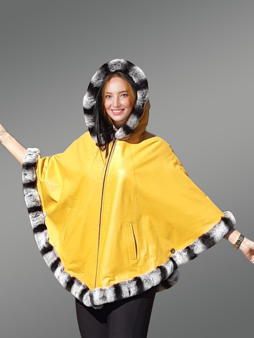 WINDSOR Cape with Cream Faux Chinchilla Trim