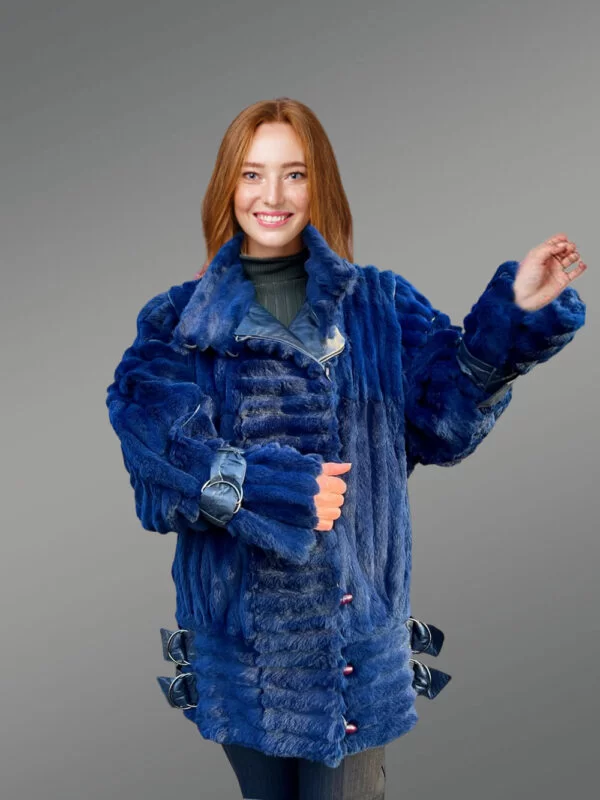 Multi Sectional Rabbit Fur Coat