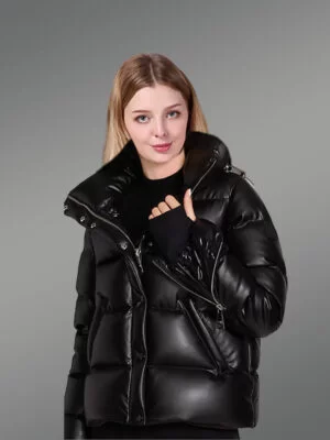 Goose Down Leather Jacket