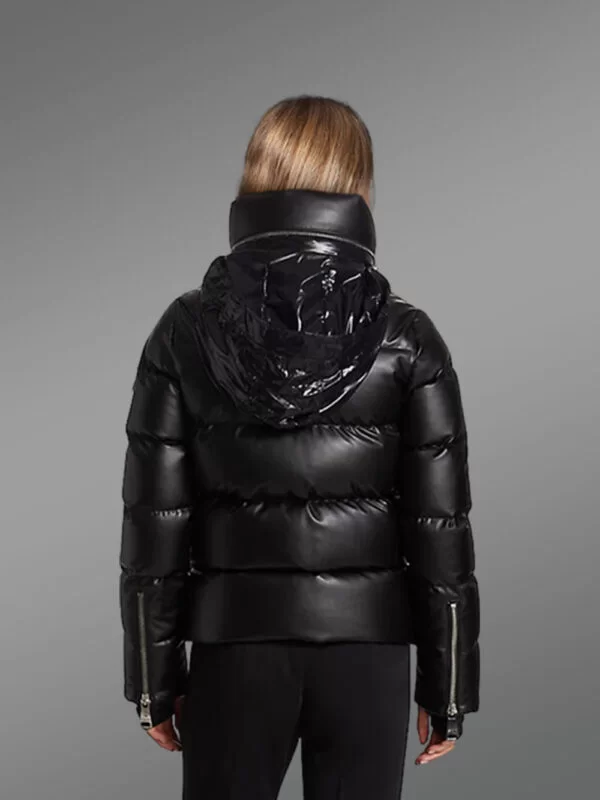 Goose Down Leather Jacket with hood