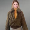 Stylish Real Rabbit Fur Bomber For Womens close view