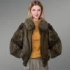 Stylish Real Rabbit Fur Bomber For Womens