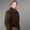 Stylish Real Rabbit Fur Bomber For Womens side view