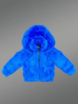 Rabbit fur bomber jacket for kids