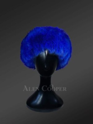 Mink Fur Hat in Blue