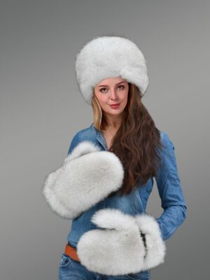 Fox Fur Mittens and Hat for Women