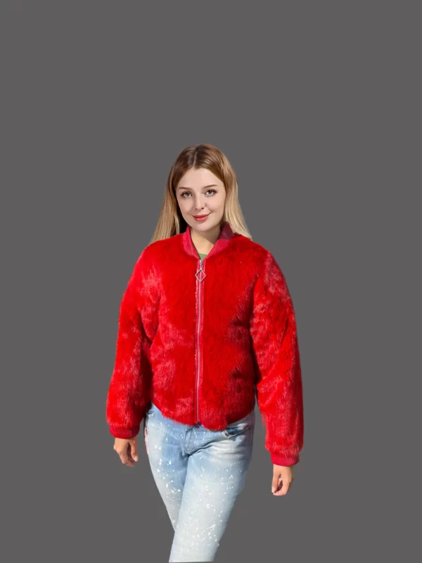 Mink Bomber for Women in Red Is Appealing and Attractive With a Touch of Luxury