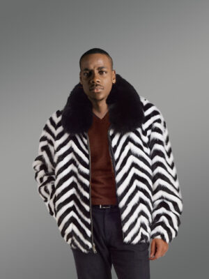 Mink Fur Bomber Coat for Men