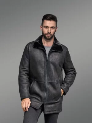 Mens Shearling Coat Long Fur Outwear