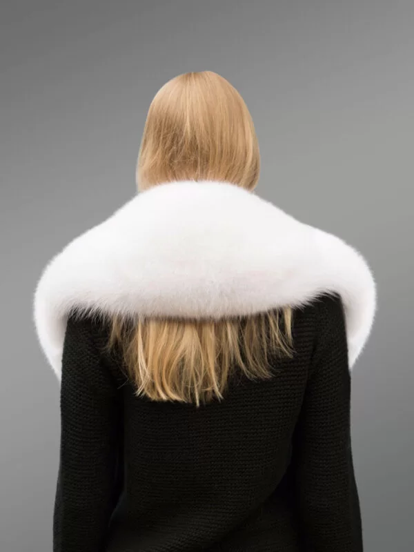 Women Arctic Fox Fur Long Scarf Collar with Tail