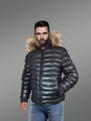 Classic Duck Down Leather bomber for Men