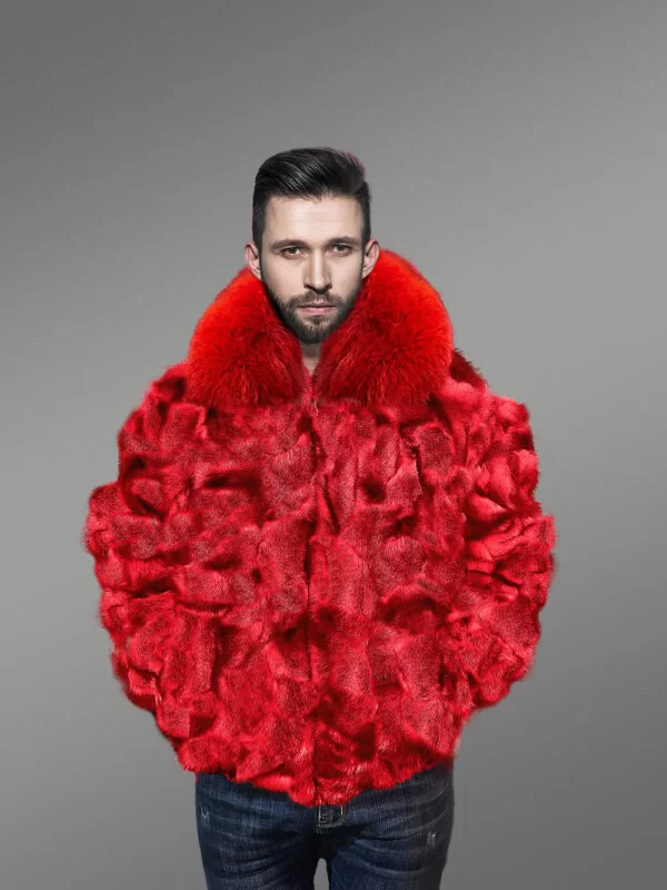 Fox Fur men Bomber in Red