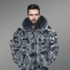 Stylish Fox Fur Bomber with a Zip-up Front