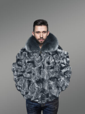Stylish Fox Fur Bomber with a Zip-up Front
