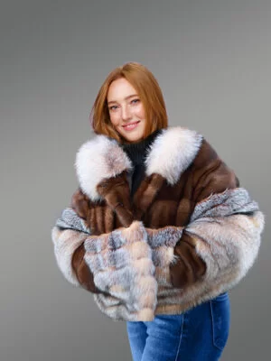 Mink Coat for Women with Fox Fur Accents