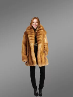 Dressy Natural Red Fox Fur Coat