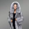 Long Blue Silver Fox Fur Coat for Women