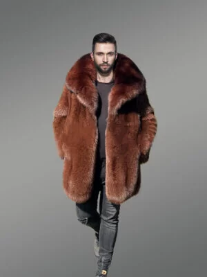 Men’s Full skin Fox Fur Coat in Brown