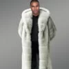 Men's Long Length Fox Fur Coat in White
