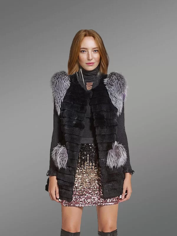 Women’s Rabbit Vest with Fox Accents