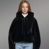 Women’s Shearling Bomber Jacket with Hood