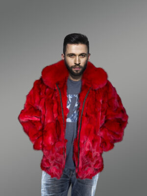 Fox Fur Bomber Jacket for Men