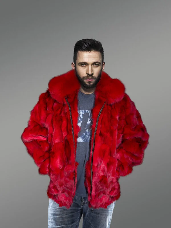 Fox Fur Bomber Jacket for Men