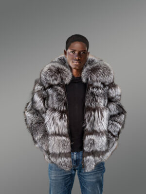 Mens Bomber Fox Fur Jacket