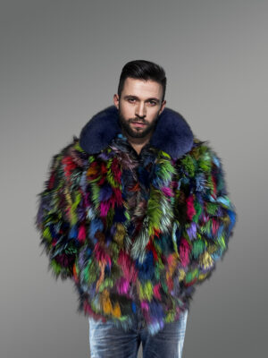 Mens Multicolor Fox Fur Bomber to Look Super Stylish