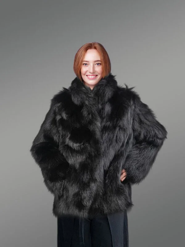 Womens Black Raccoon Coat