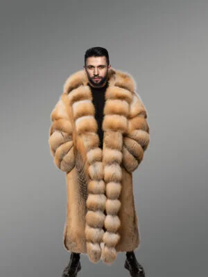 Men’s Red Fox Fur Long Tuxedo Coat