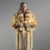 mens fox fur trench coat