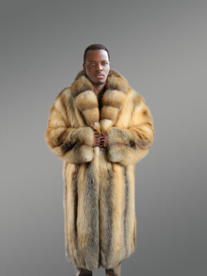 mens fox fur trench coat