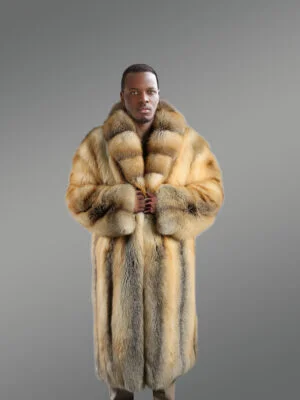 mens fox fur trench coat