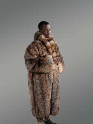 Mens Crystal Fox Trench Coat – Perfect Fusion of Elegance & Cozy Warmth