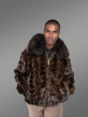 Mens bomber of mink with fox fur Collar – Look Effortlessly Suave