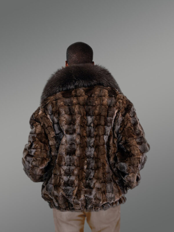 Mens bomber of mink with fox fur Collar – Look Effortlessly Suave - Image 2