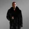 mens mink pea coat with fox fur