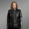 Women’s Leather Biker Jacket in Quilt